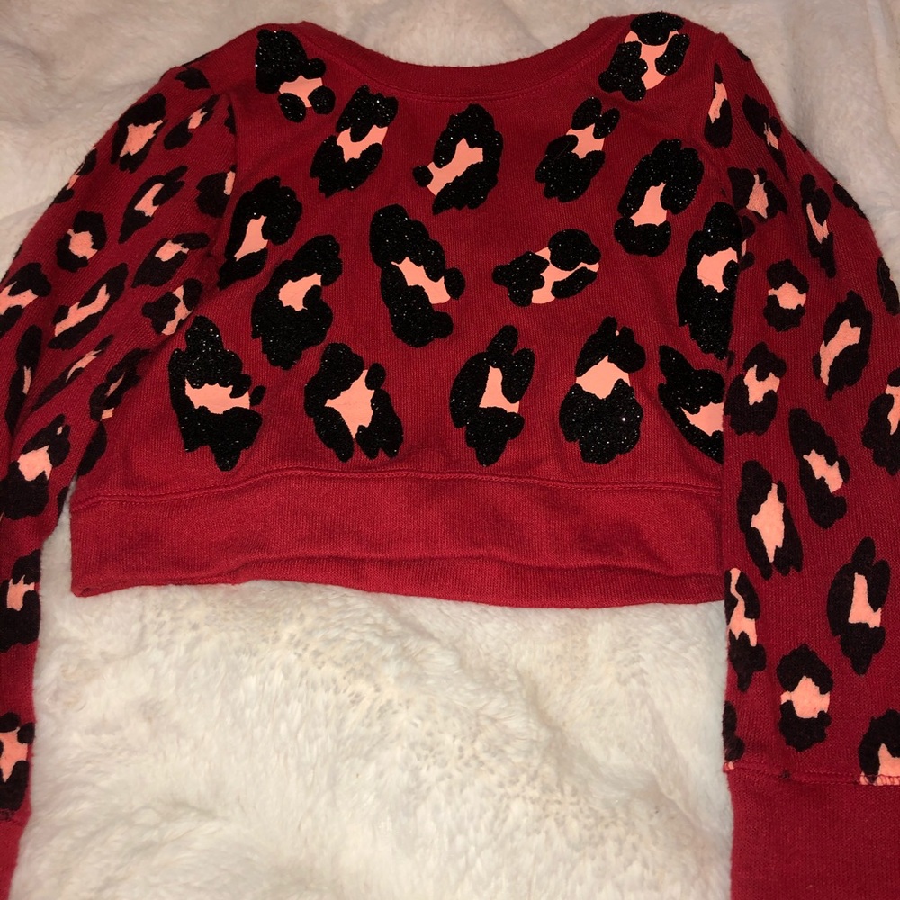 Leopard red cropped sweater